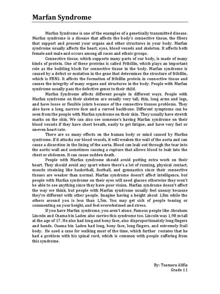 marfan syndrome case study pdf marfan syndrome diagnosis
